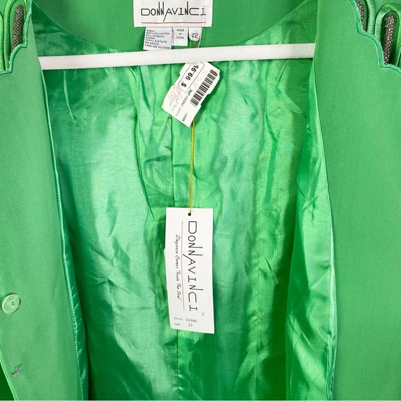 Vintage Green Beaded Scalloped Collar Jacket 22 2XL NEW NWT - Picture 7 of 10